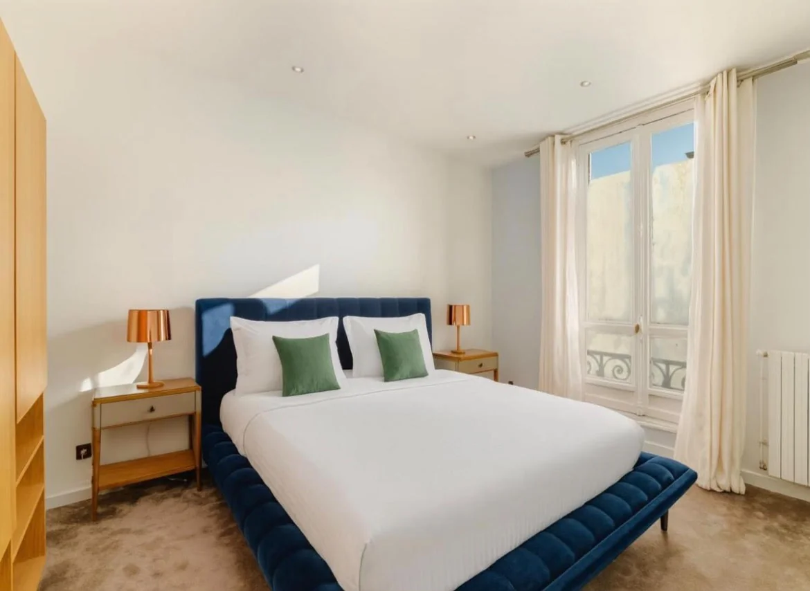 Bedroom in blue tones