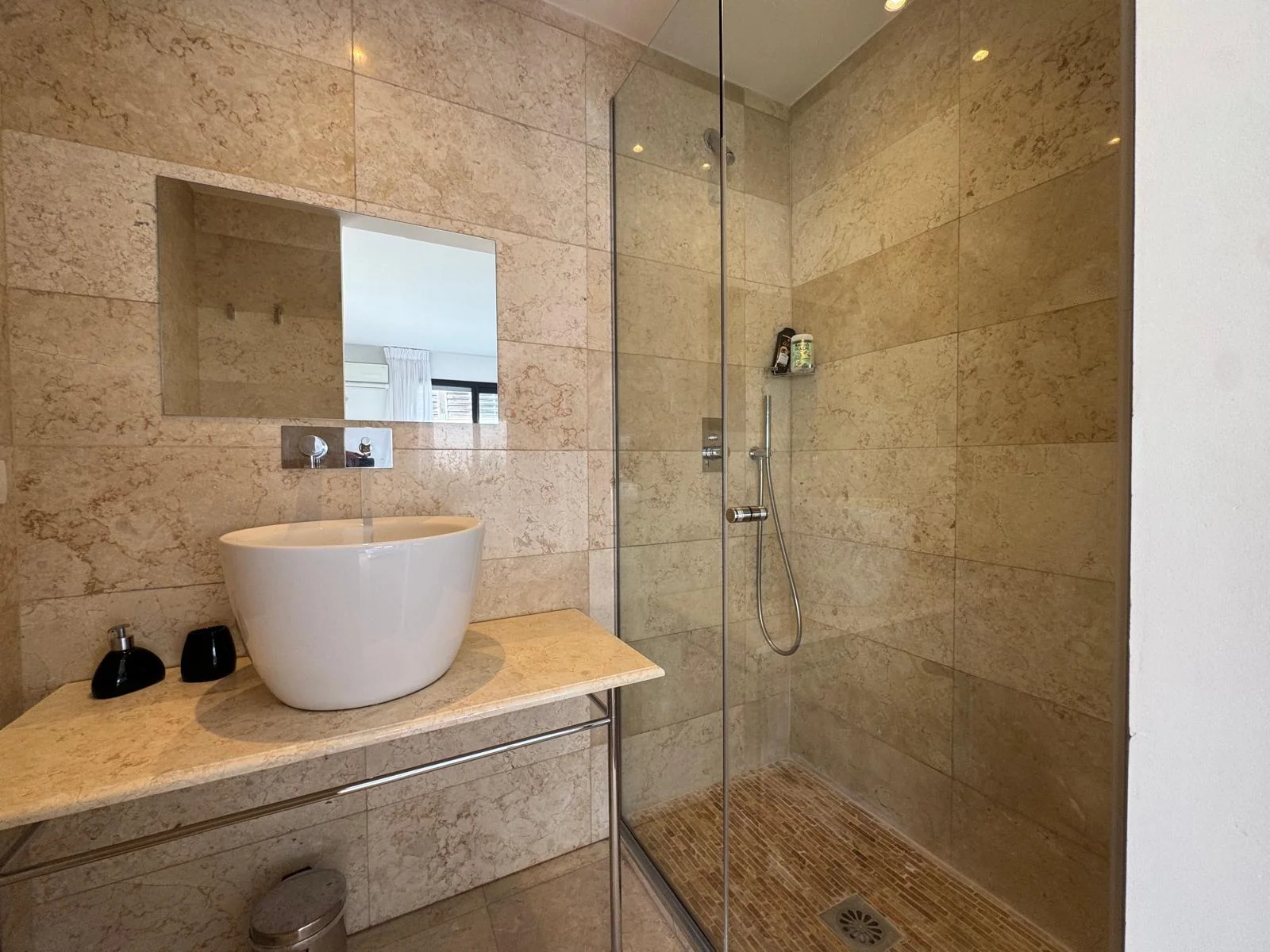 Travertine bathroom